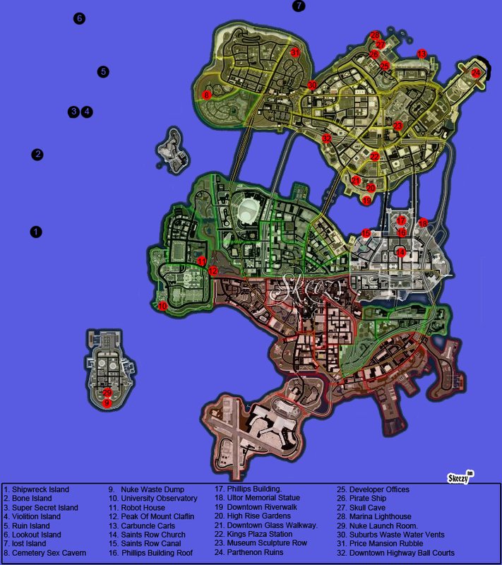 saints row 2 cd and tag locations map