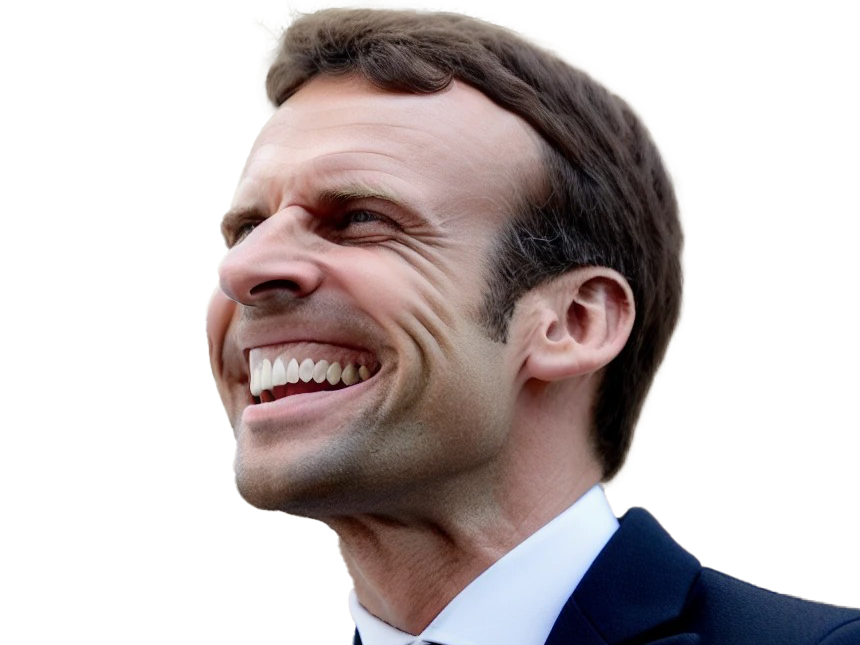 Sticker De Lebebequivomit Sur Emmanuel Macron Rire Dents Fou Tare