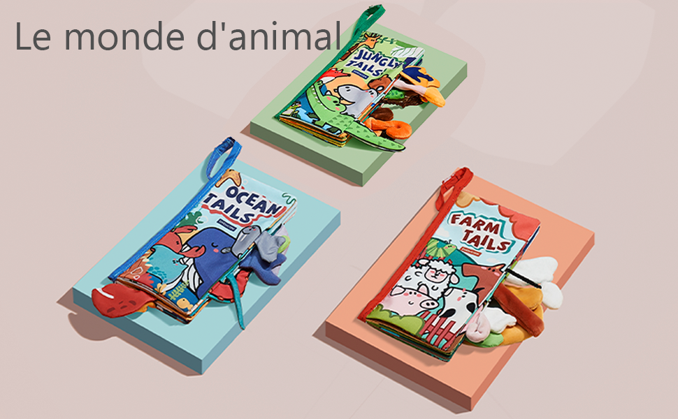 Animal Livre Sensoriel Bebe, Lavable Livre Bebe 3 Mois, Livre Tissu Bébé  Jouets éducatifs, Livre Eveil Bebe pour Poussettes, Livre Tissu Bébé Eveil