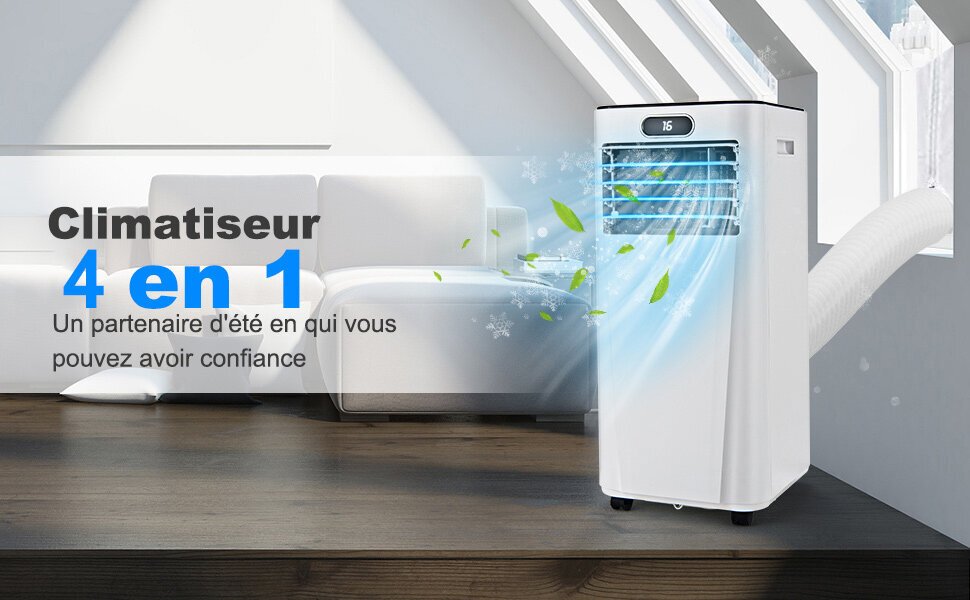 Giantex Climatiseur Portable 4 En 1 2 6KW 9000 BTU Blanc Classe