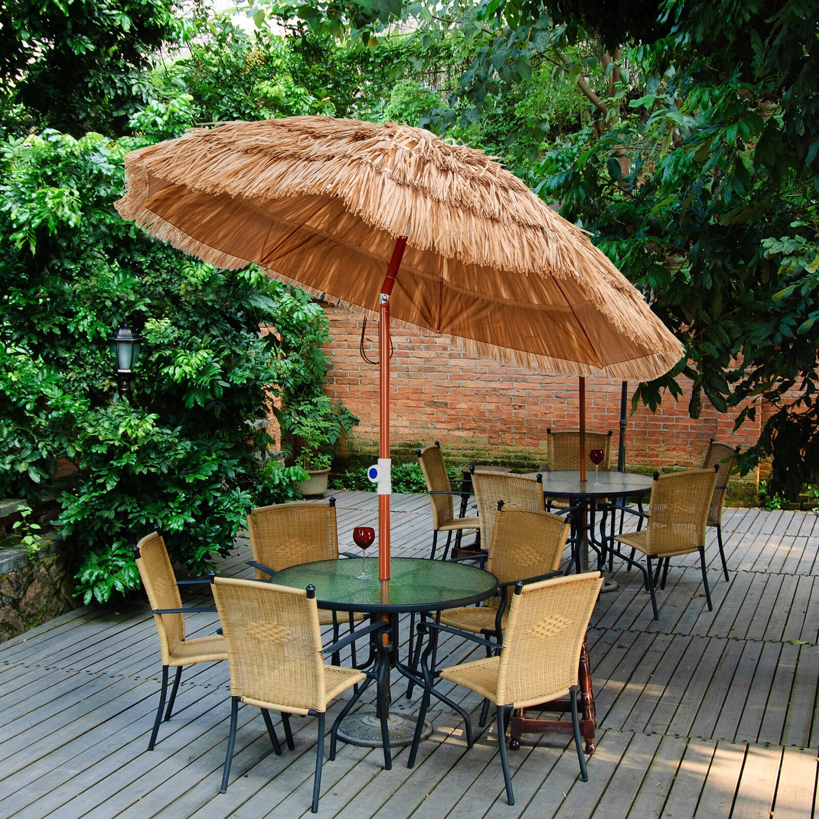 Costway Parasol De Terrasse En Chaume Parasol Tiki Hawa En De Cm