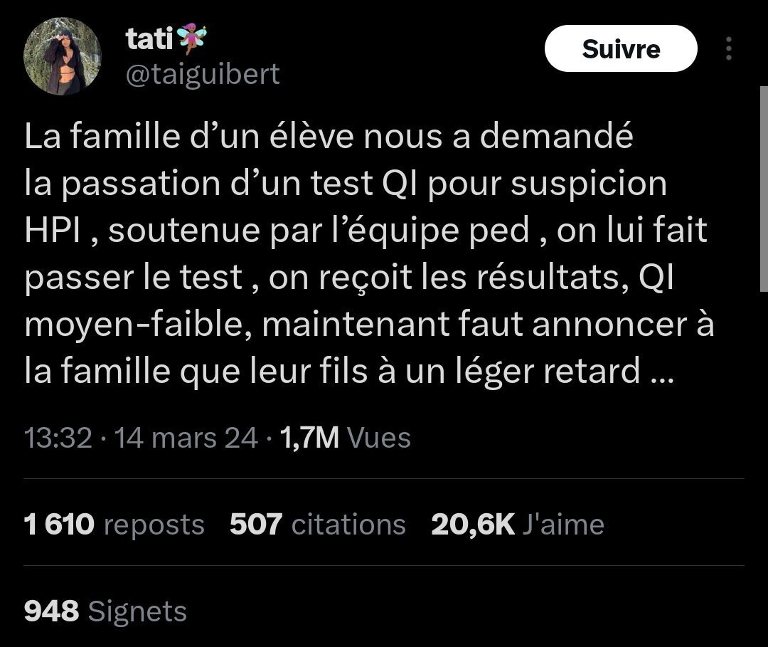 HPI ses parents EXIGENT un test de QI le RÉSULTAT va vous SURPRENDRE