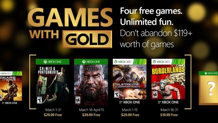 Xbox Live Gold : Lords of the Fallen, Sherlock Holmes et Borderlands gratuits en mars