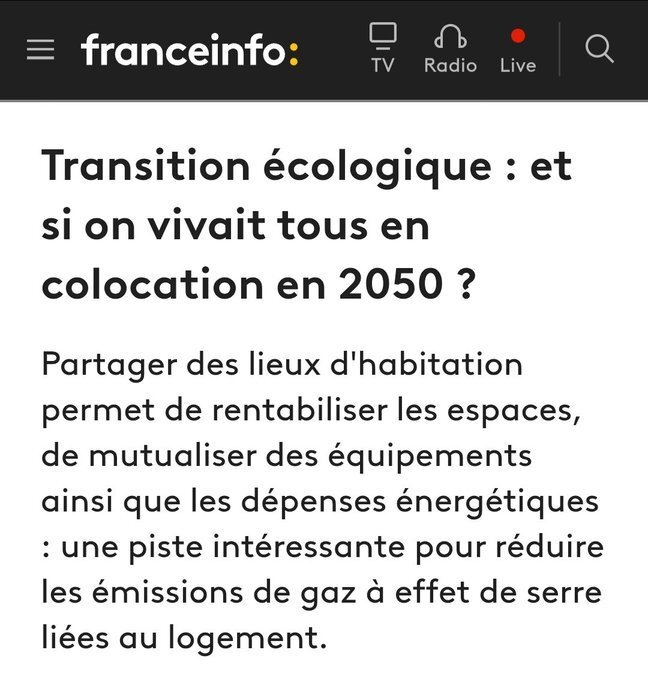 France INFO "Vivre en colocation pour lutter contre le réchauffement de la terre"
