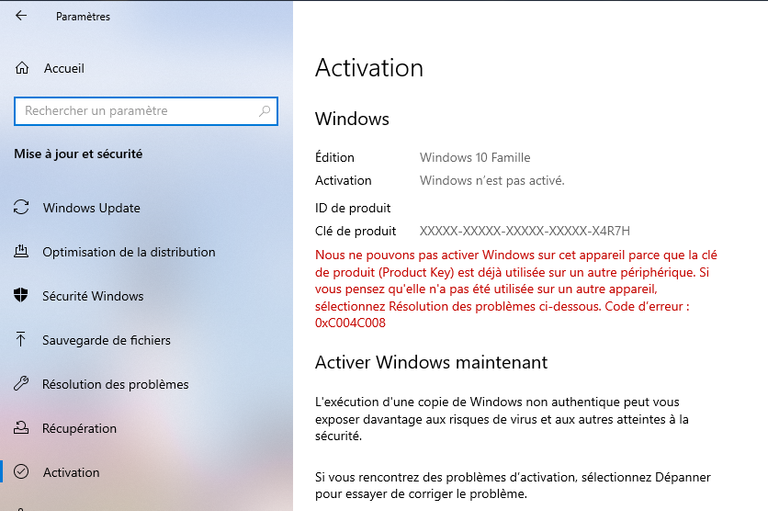 Je n'arrive pas à ACTIVER WINDOWS