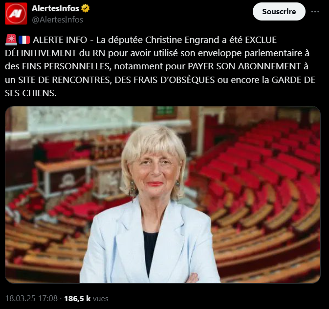 Ayo cette députée RN qui utilisait son enveloppe pour ses plans Q, garder ses chiens ...