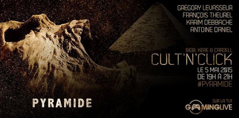 Pyramide : Karim Debbache, Antoine Daniel, François Theurel et Grégory Levasseur dans Cult'N'Click