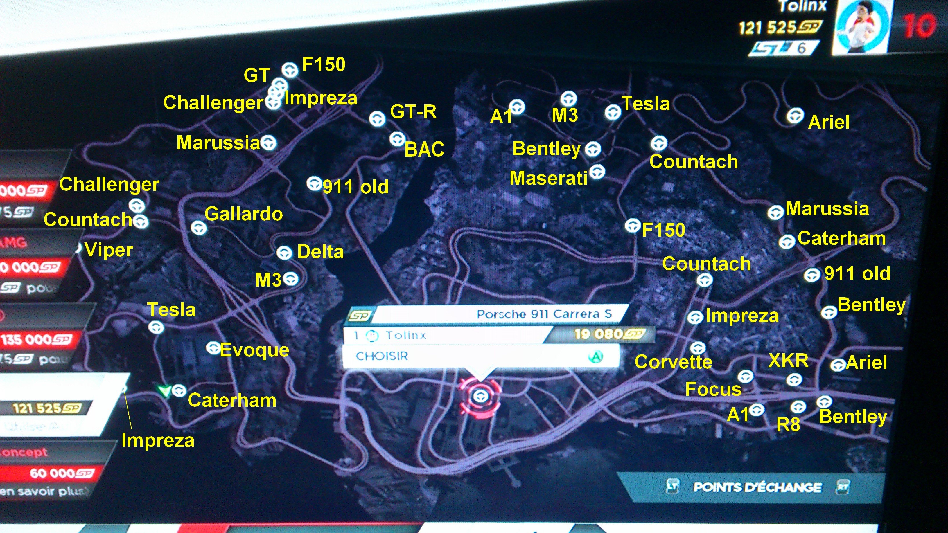 Карта расположения машин в need for speed most wanted 2012