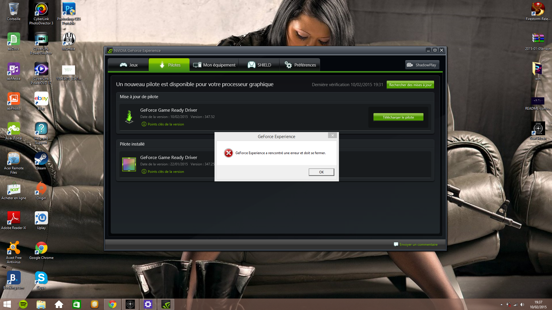Geforce experience impossible de rétablir