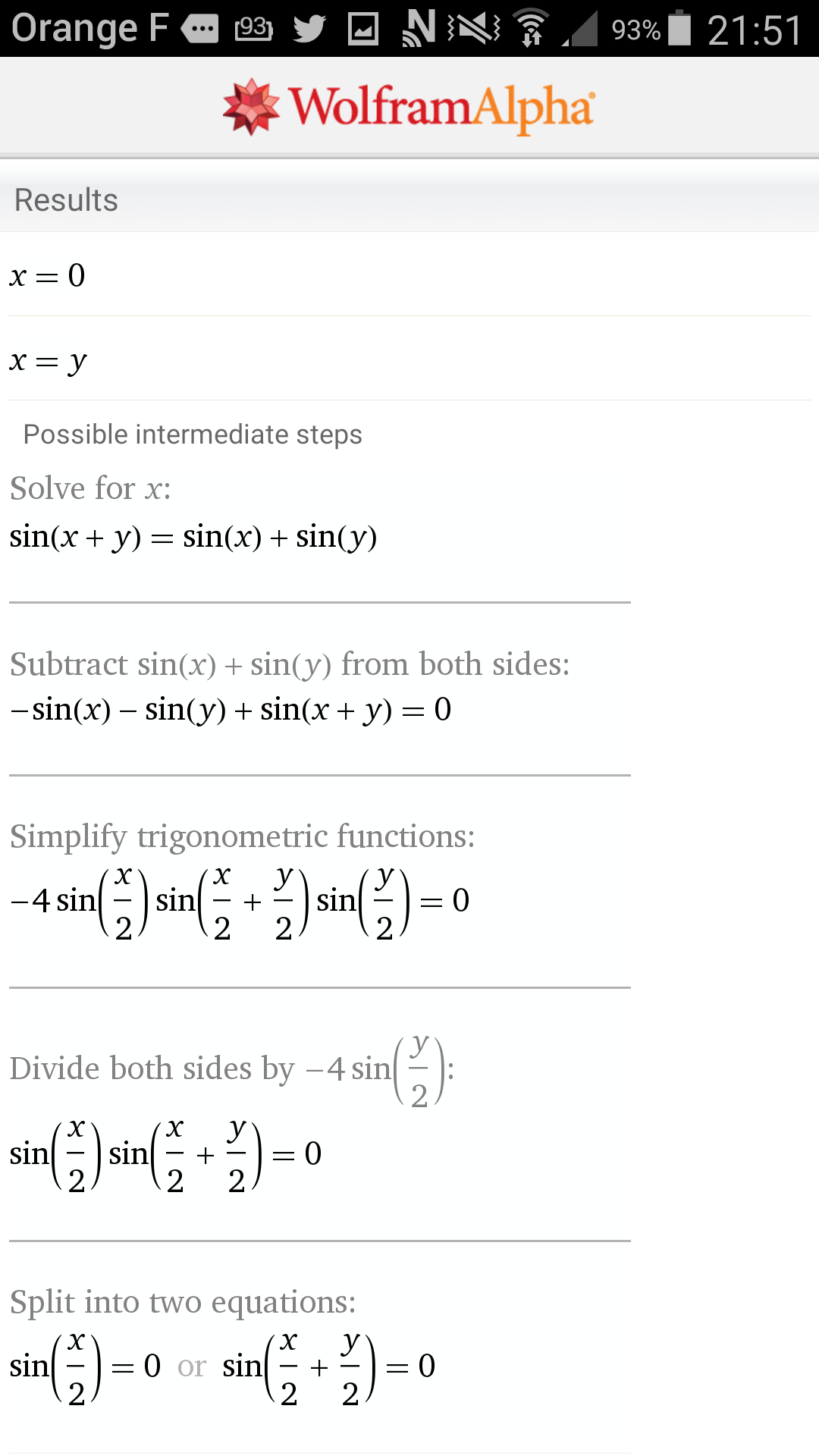 Résoudre sin(x+y) = sinx + siny sur le forum Cours et Devoirs - 18-08 ...
