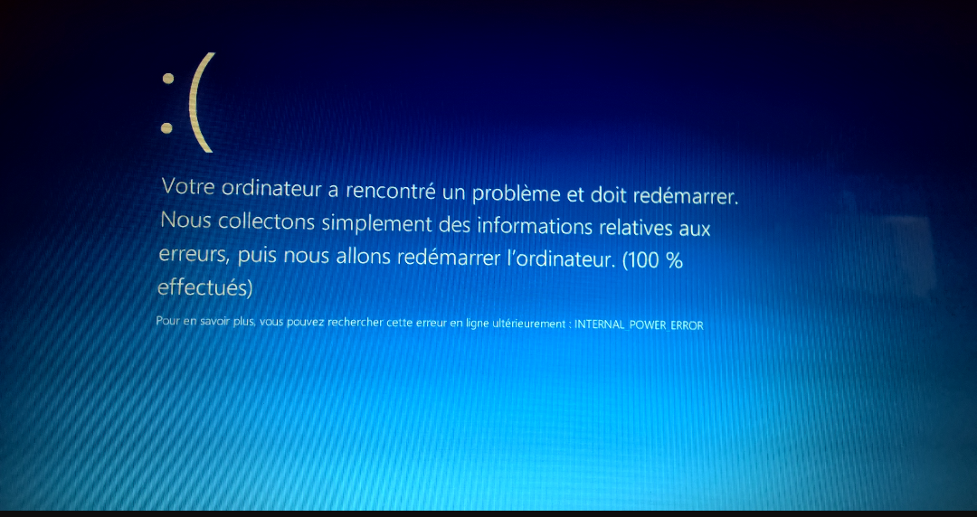 Votre ordinateur a rencontré un problème et doit redémarrer