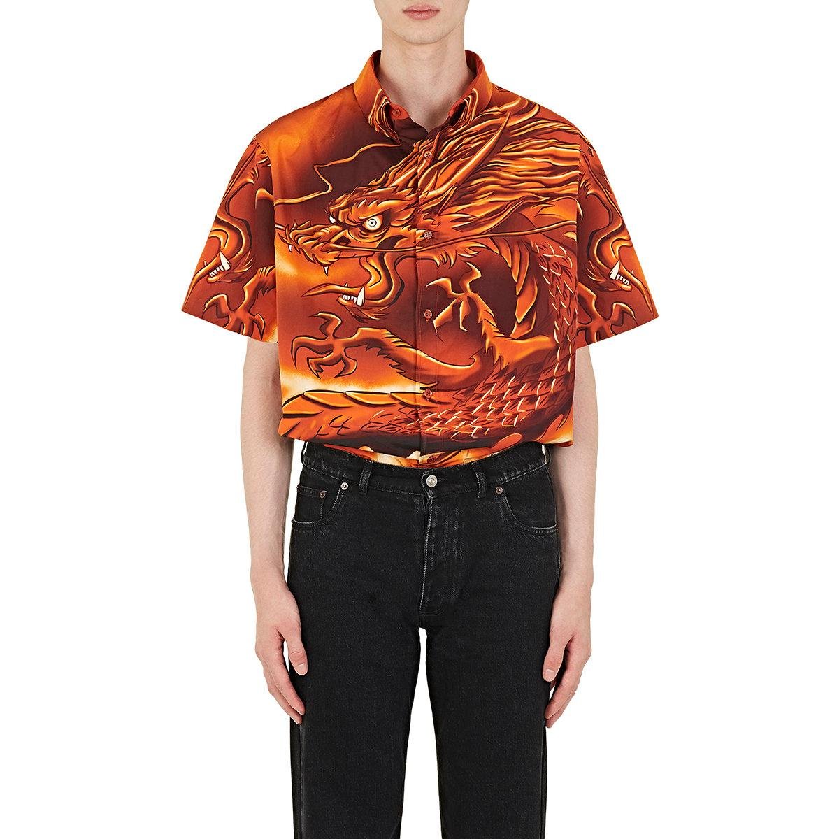 chemise balenciaga dragon orange