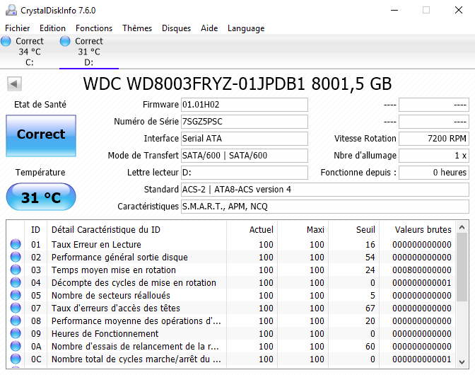 Mon Mac Chauffe Trop Et Fait Du Bruit Disque dur WD Gold 8To qui gratte sur le forum Hardware - 02-05-2018 14