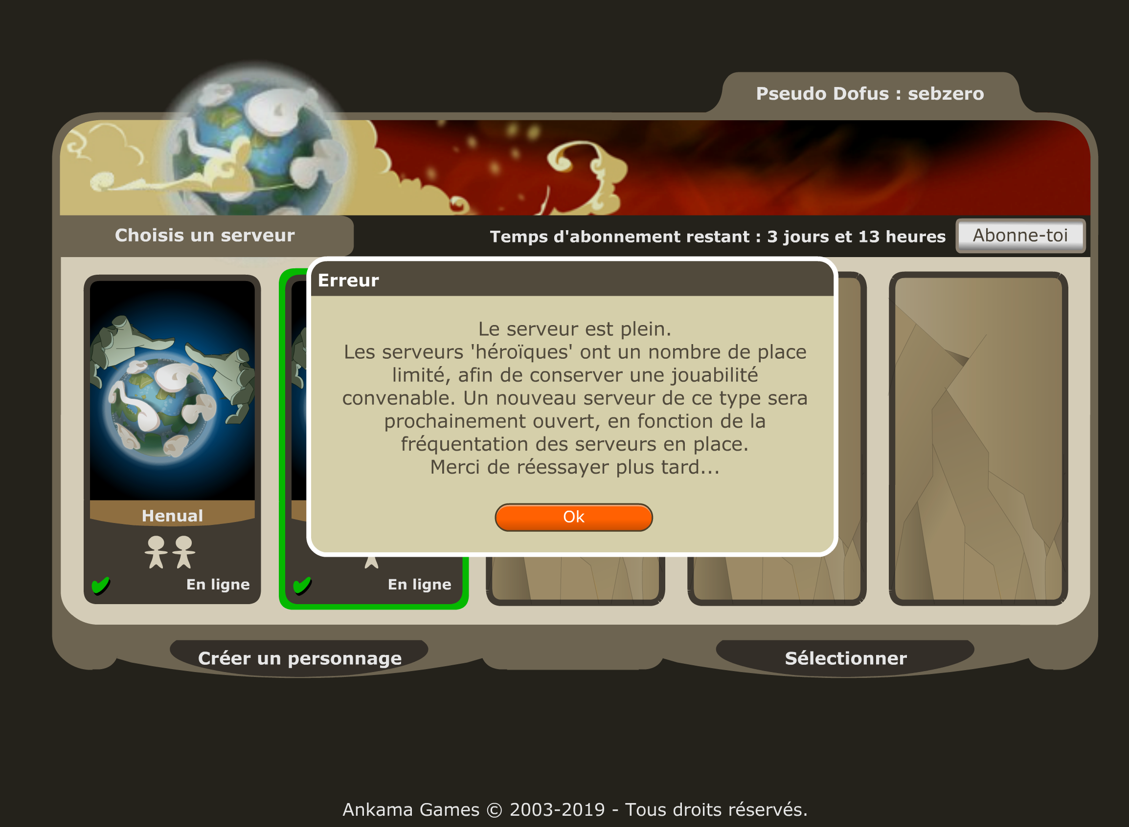 Le serveur est plein. - Forum - DOFUS, le MMORPG stratégique.