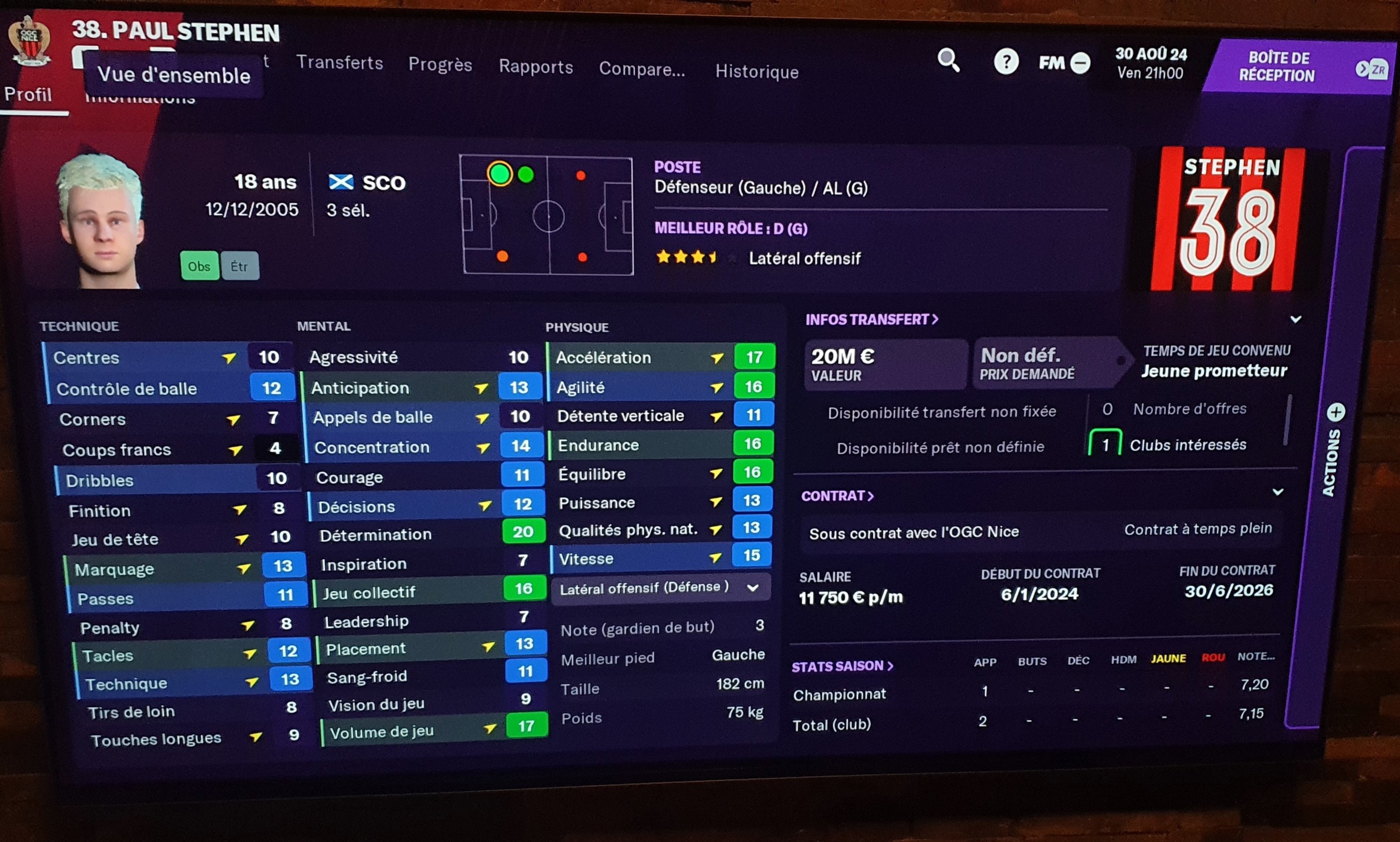 Voir la note joueur dans compo sur le forum Football Manager 2021 Touch