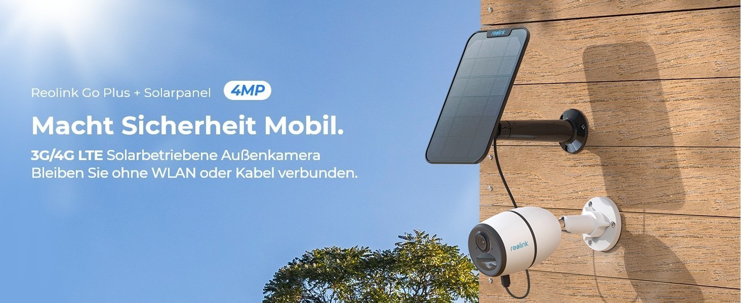 Reolink 2K 4MP PIR Outdoor Aussen Kamera Solarpanel mit mit Go Bewegungsmelder, 4G mit Akku 3G Kabellose IP Solar Plus SIM-Kartenslot, Überwachungskamera Personen-/Fahrzeugerkennung, Zeitraffer, LTE