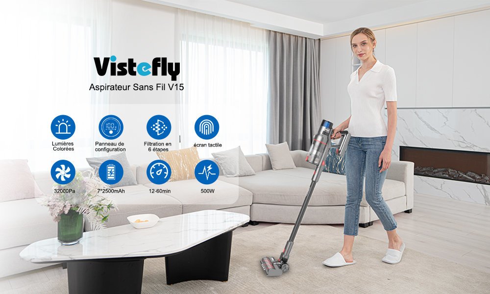 Aspirateur Balai Sans Fil V9Pro,30Kpa Aspirateur Sans Fil Puissant,45 - 3