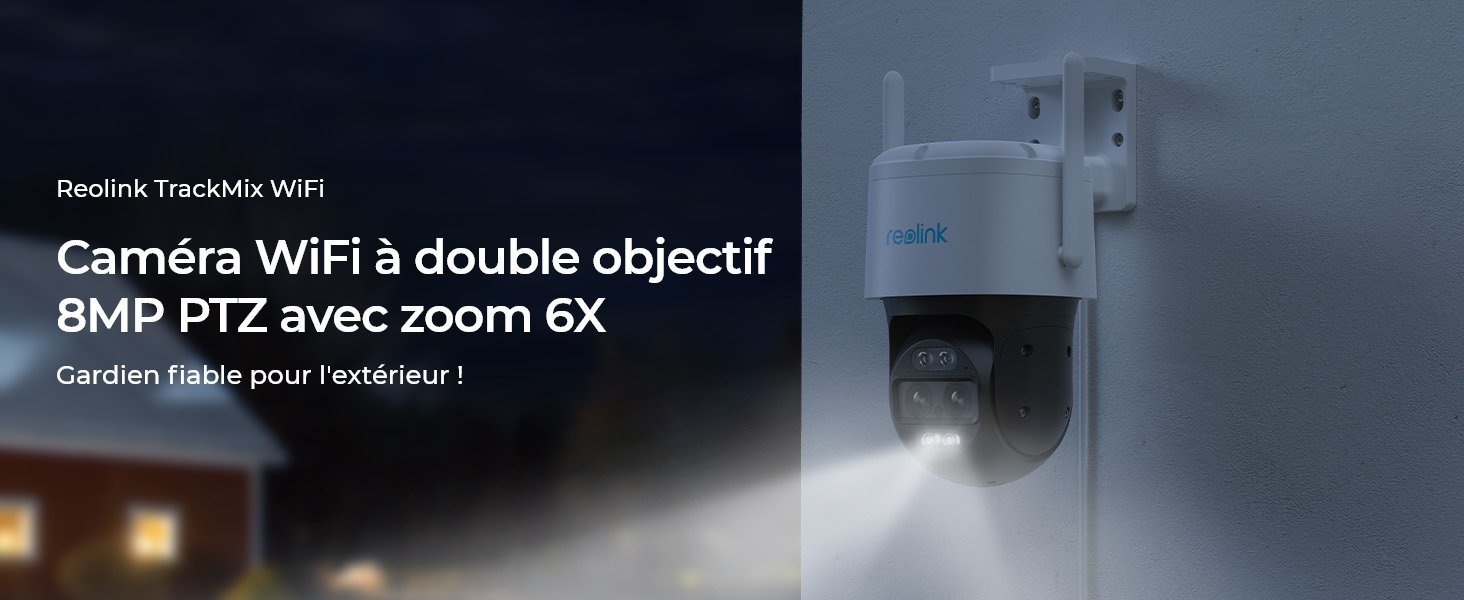 Caméra Surveillance PTZ 5K Triple Objectif - Zoom X8 - Suivi Auto - Extérieur/Intérieur WiFi