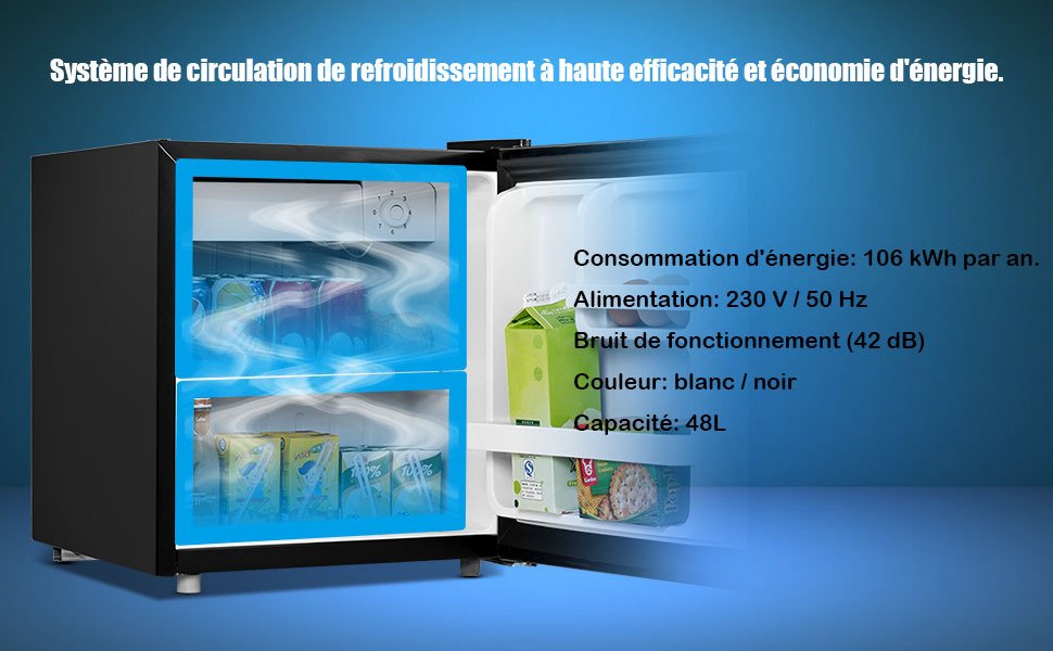 Réfrigérateur 1 porte Giantex Mini Réfrigérateur Silencieux 48L Table Top  Intégrable Blanc 47 x 45 x 50 cm (L x l x H) pour Chambre ou Hôtel