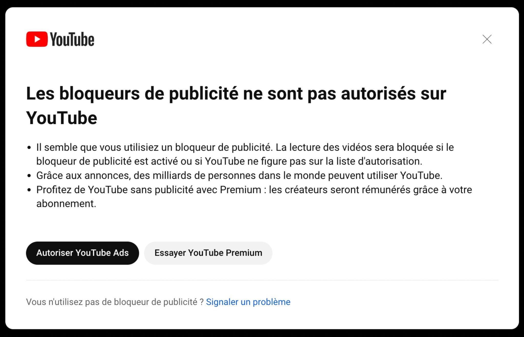 Ad Blockers sur YouTube : les bloqueurs de pub sont bloqués en France