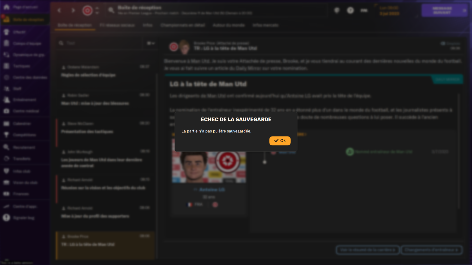 Problème Interface Probleme interface sur le forum Football Manager 2024 - 26-10-2023 01: ...