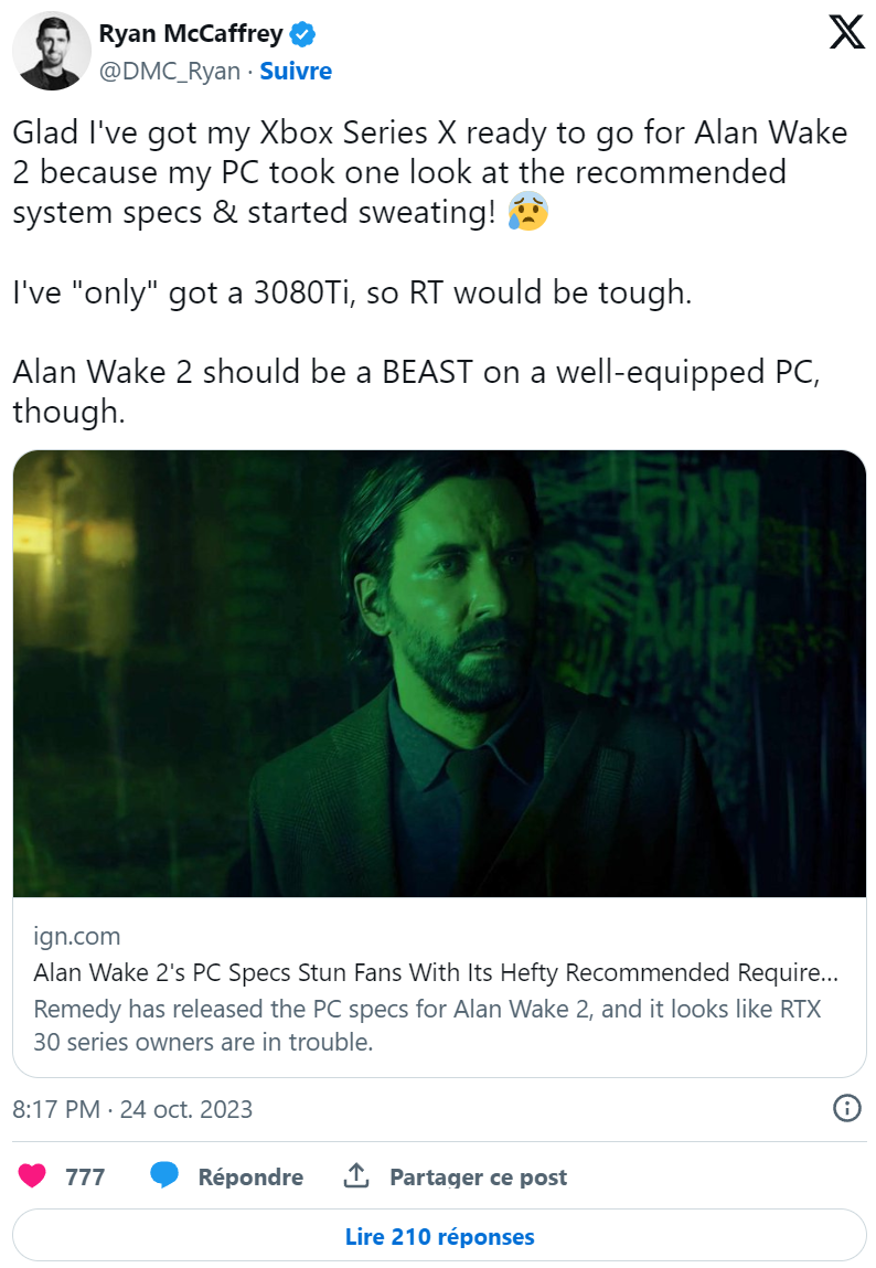 Alan Wake 2's PC Specs Stun Fans With Its Hefty Recommended Requirements