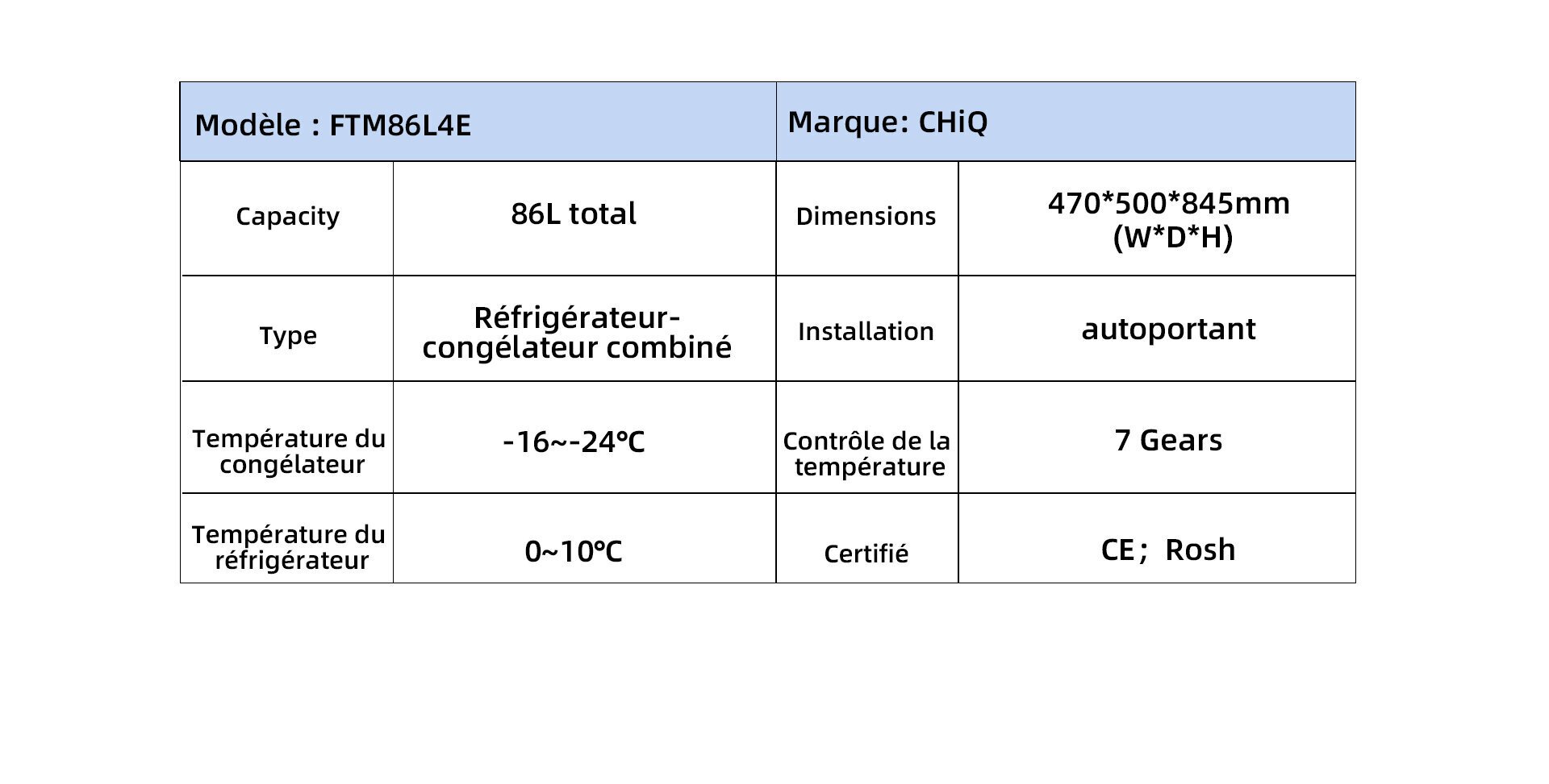 120€ sur CHiQ Réfrigérateur congélateur - 86 L (61/25L) - Portes  réversibles - Réfrigérateur congélateur en haut - Achat & prix