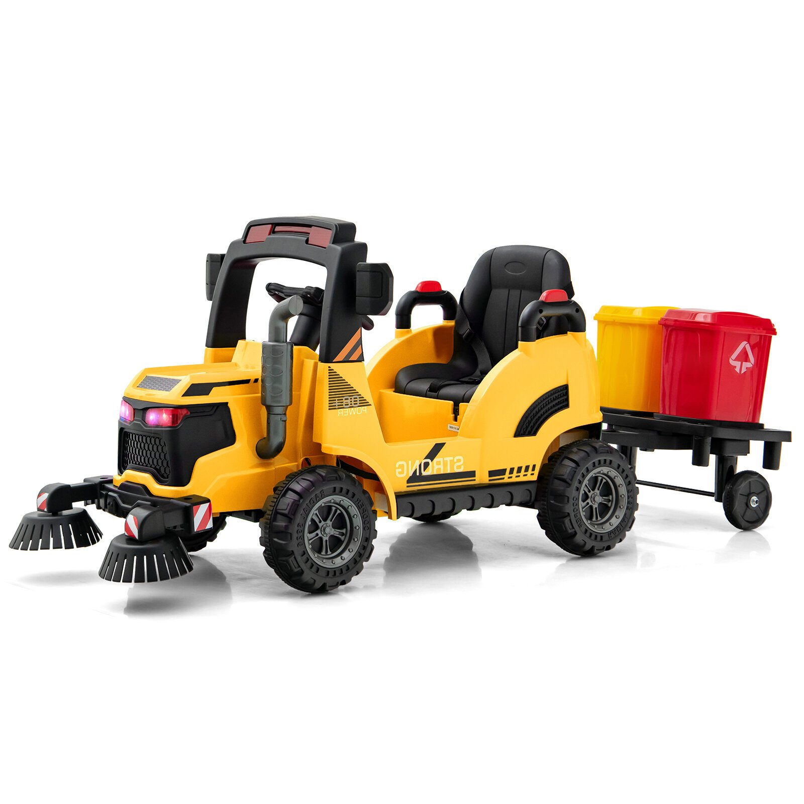 COSTWAY Tracteur Electrique Enfant 12V 3 Vitesses Remorque Et costway-tracteur-electrique-enfant-12v-3-vitesses-remorque-et