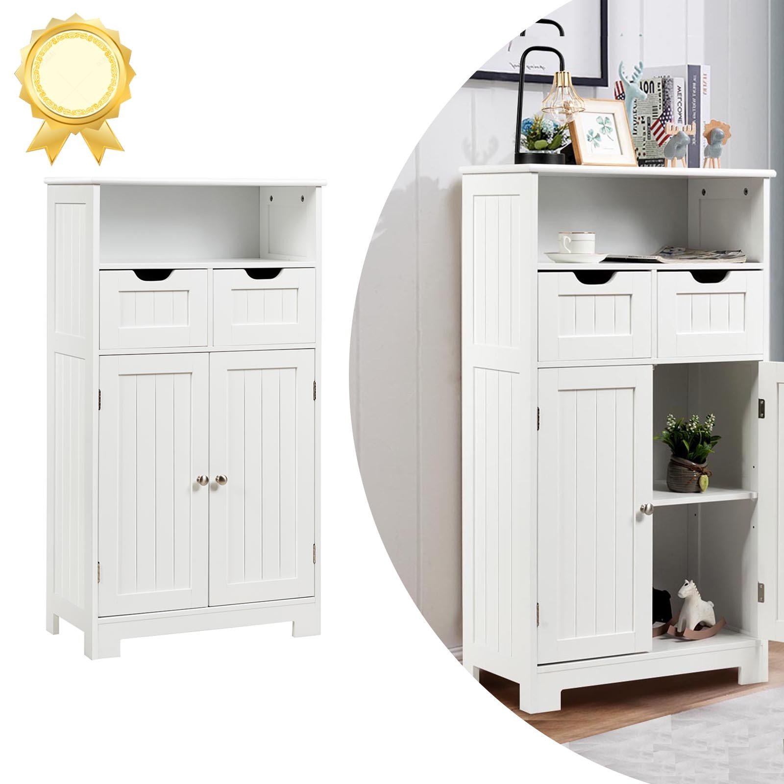 Armoire Salle De Bain EUGAD - Commode Avec 4 Tiroirs, Meuble Colonne Étagé En MDF Et Métal