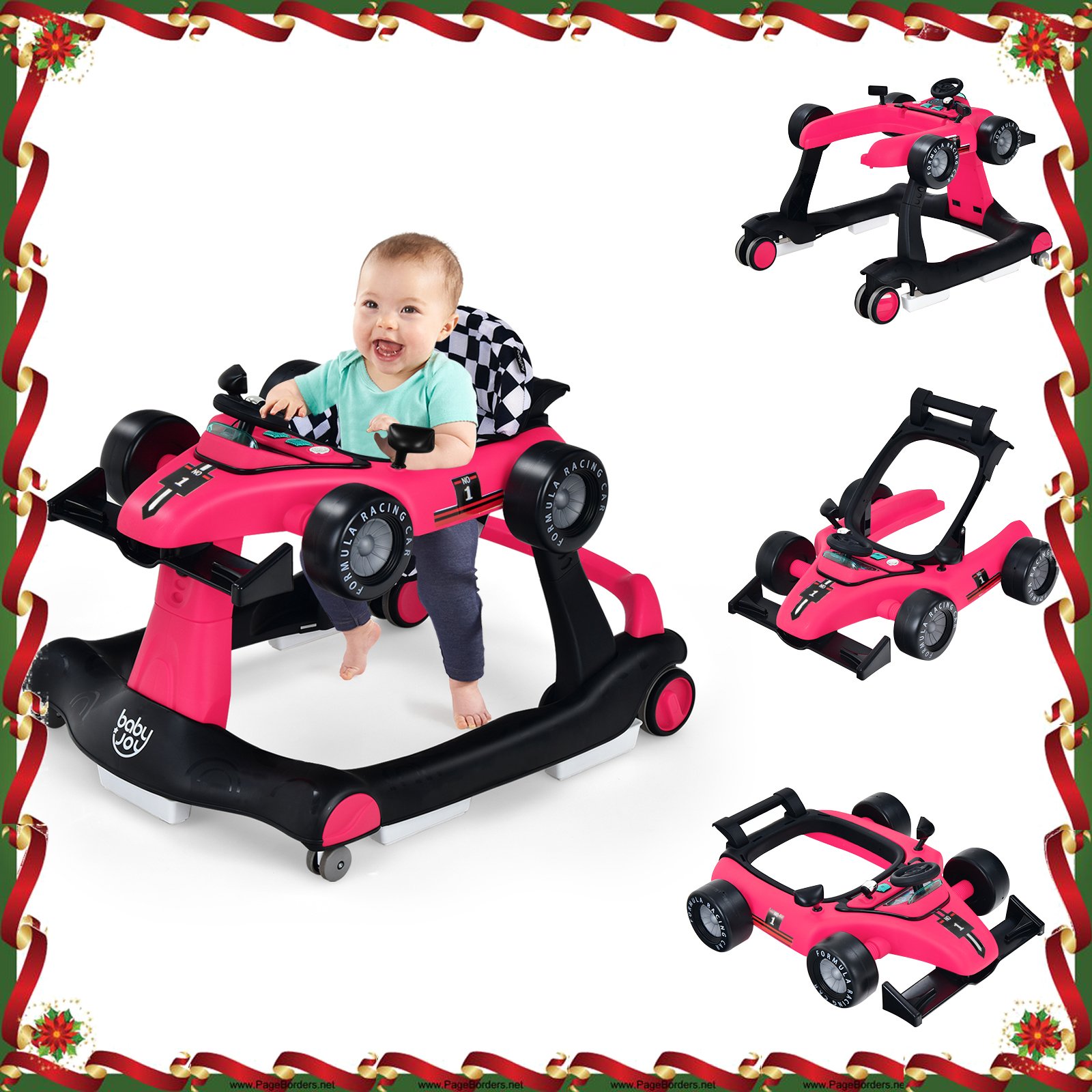 en Trotteur Bébé Pliable COSTWAY-Hauteur et Vitesse