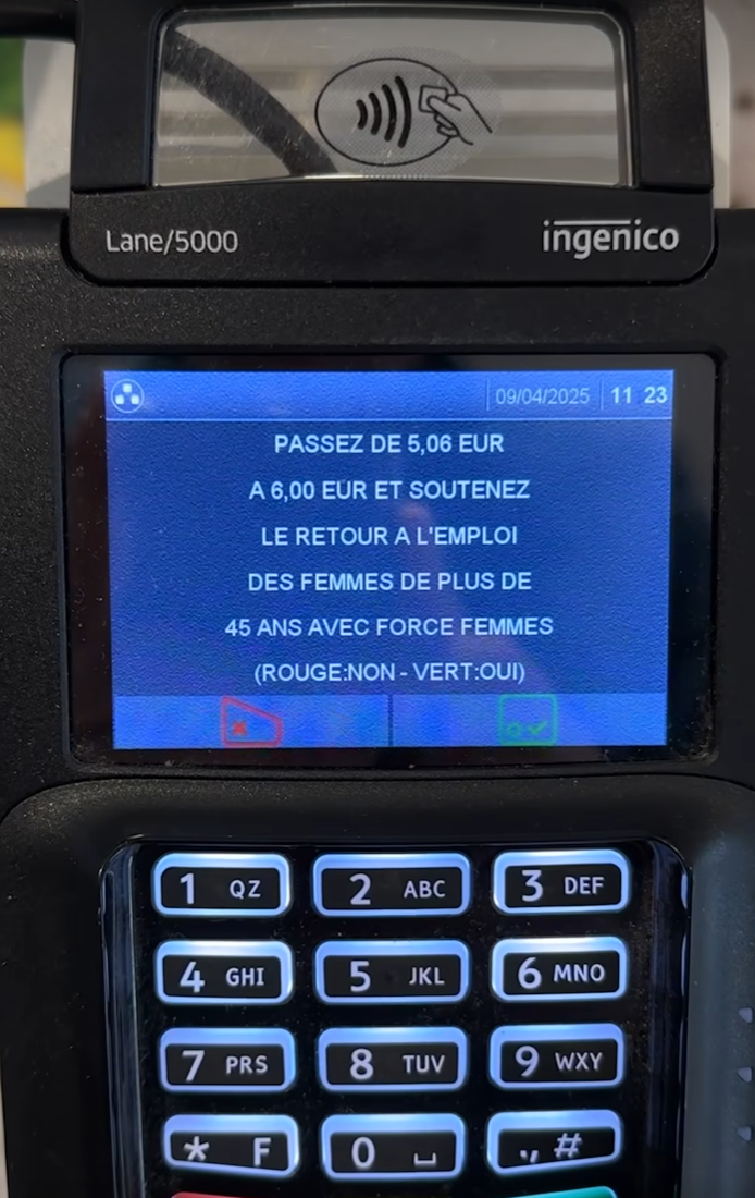 [PHOTO] Je suis à Franprix et il propose l'arrondi en faveur des femmes :rire:
