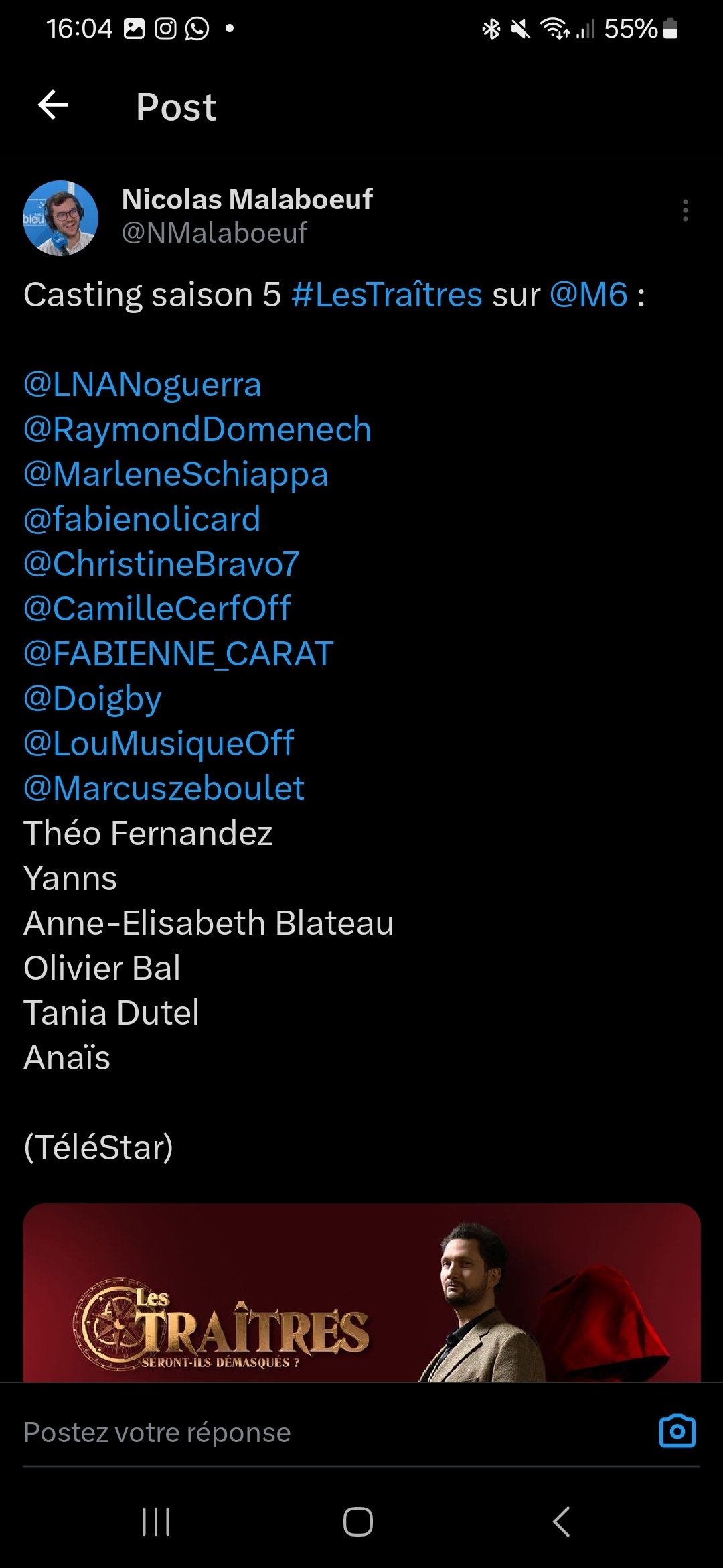 Ayaaa Marcus de Game One va faire "Les Traitres" sur M6