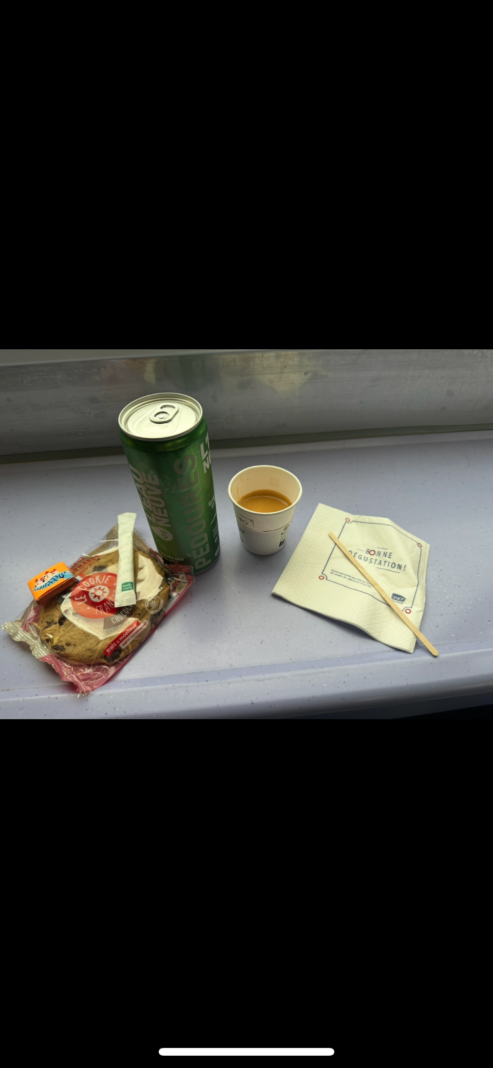 Actuellement dans le TGV, je viens de me faire selecao par la voiture bar
