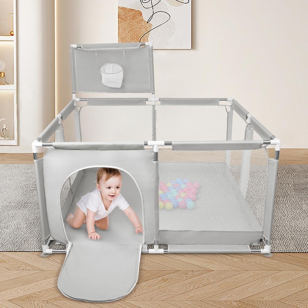 XUANYU Parc Bébé Avec Ventouses Inférieures, 2 Porte Zippée