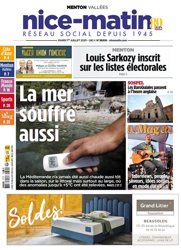 Pack Journaux Groupe Nice-Matin (8 éditions) - 1er Juillet 2025