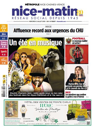 Pack Journaux Groupe Nice-Matin (8 éditions) - 2 Juillet 2025