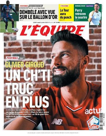 L'equipe du Jeudi 3 Juillet 2025