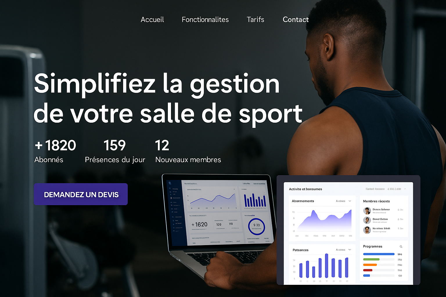 Aperçu du système de gestion — Salle de sport