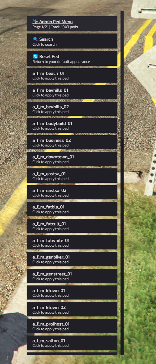 PC Ped Menu Preview