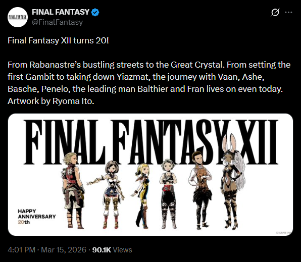 Final Fantasy XII turns 20 today Anniversary | ResetEra