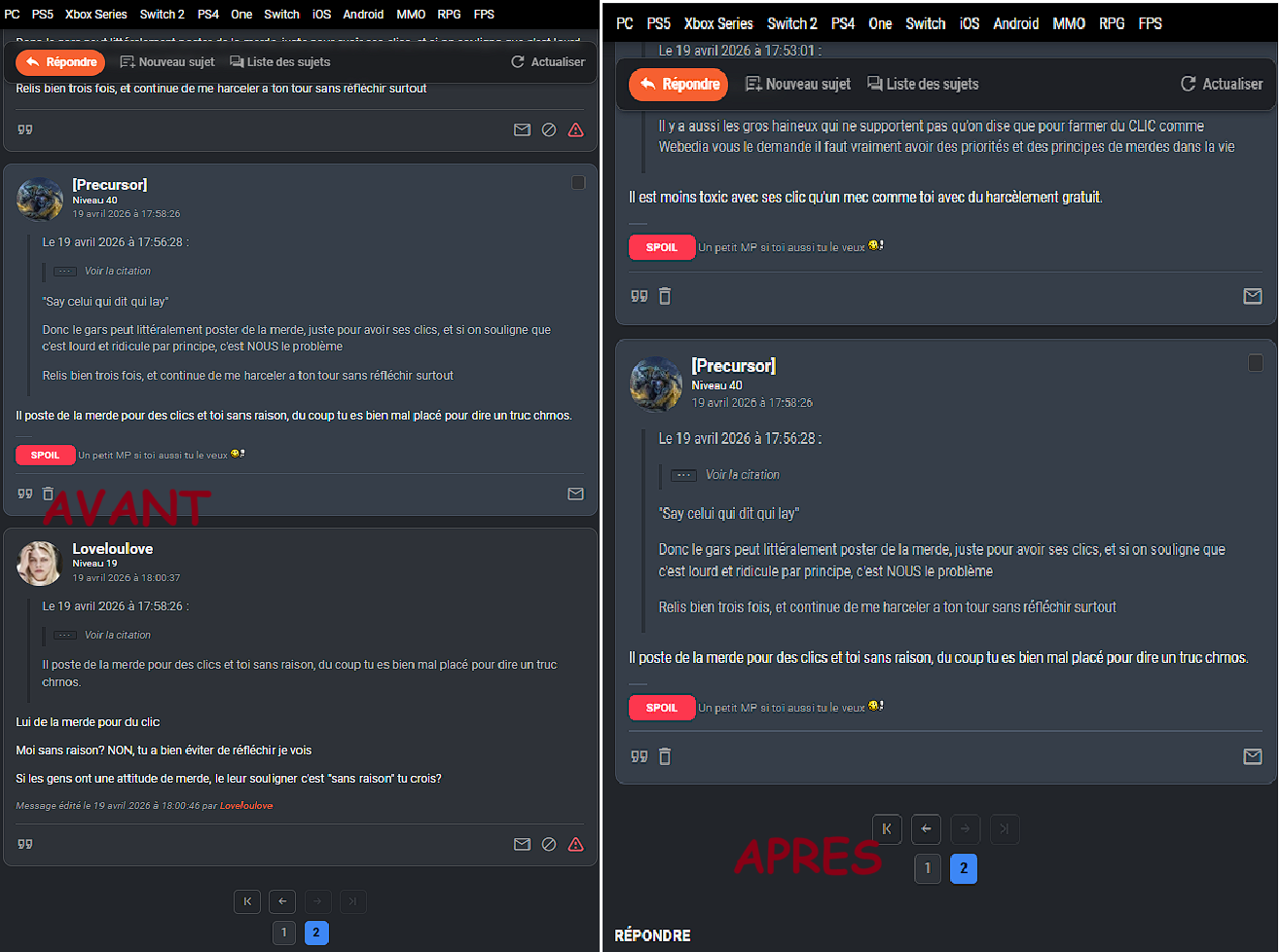 On a des sujets sans message depuis 30 minutes en première page sur le ...