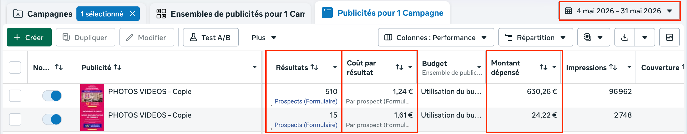 Résultat campagne pré-ouverture 3 semaines