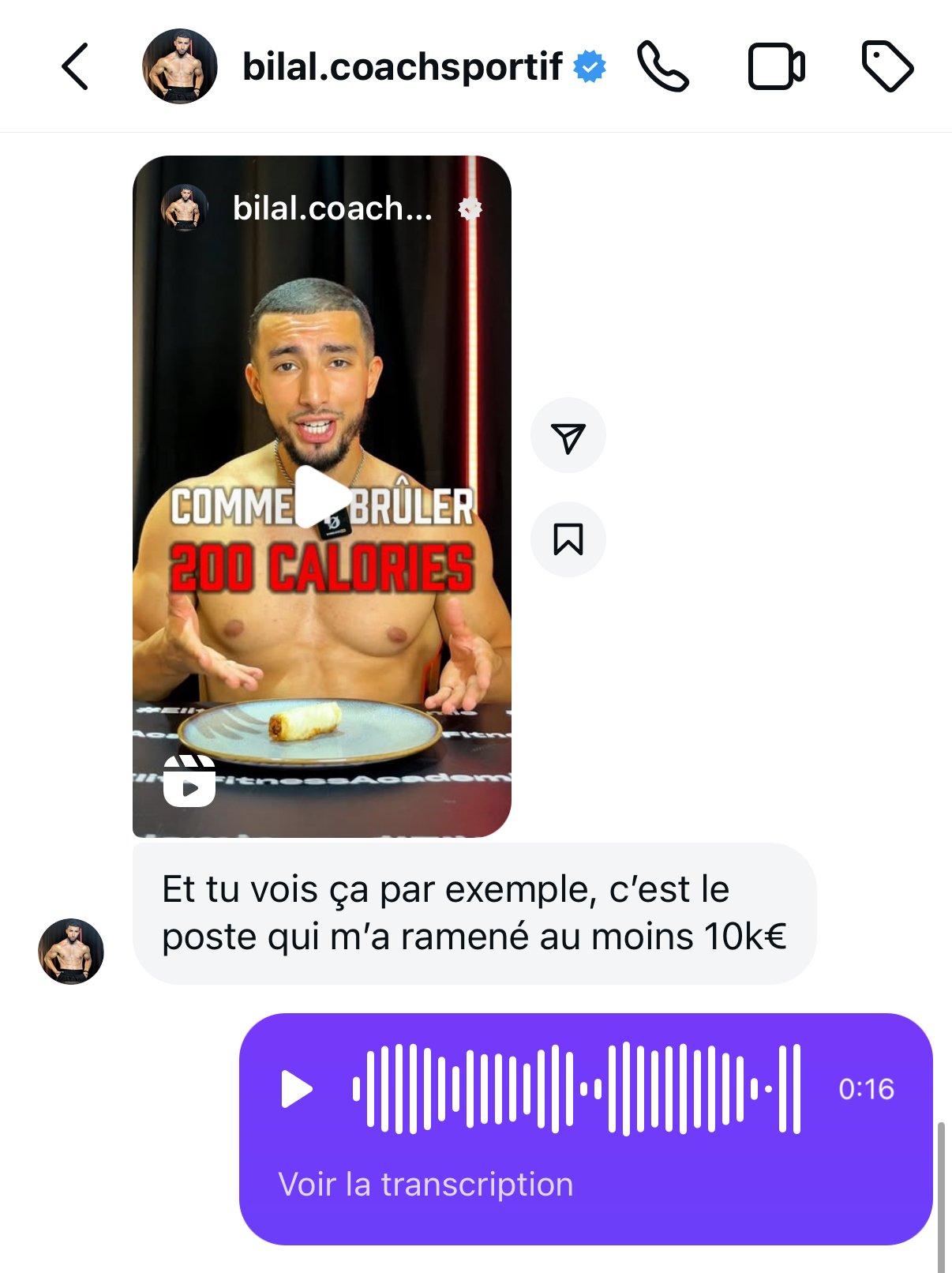 Bilal : un post qui a généré 10 000€