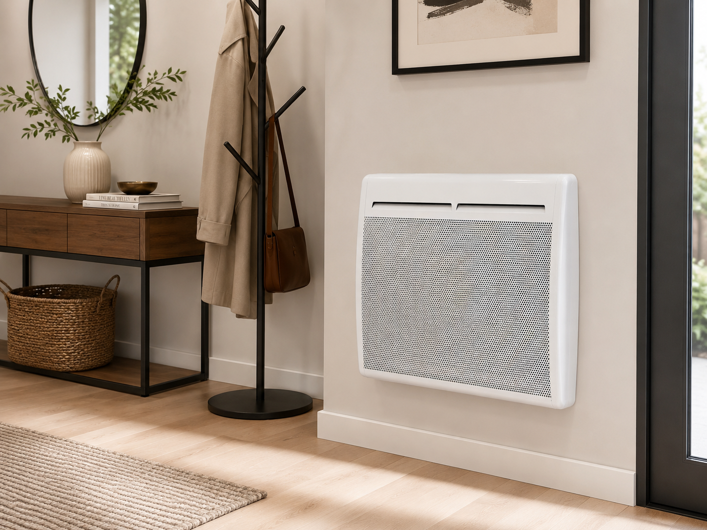 Sèche-serviettes RIVA E 500W Voltman installé dans une salle de bain moderne