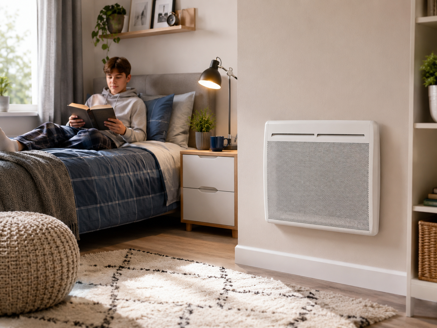 Sèche-serviettes RIVA E 500W Voltman installé dans une salle de bain moderne