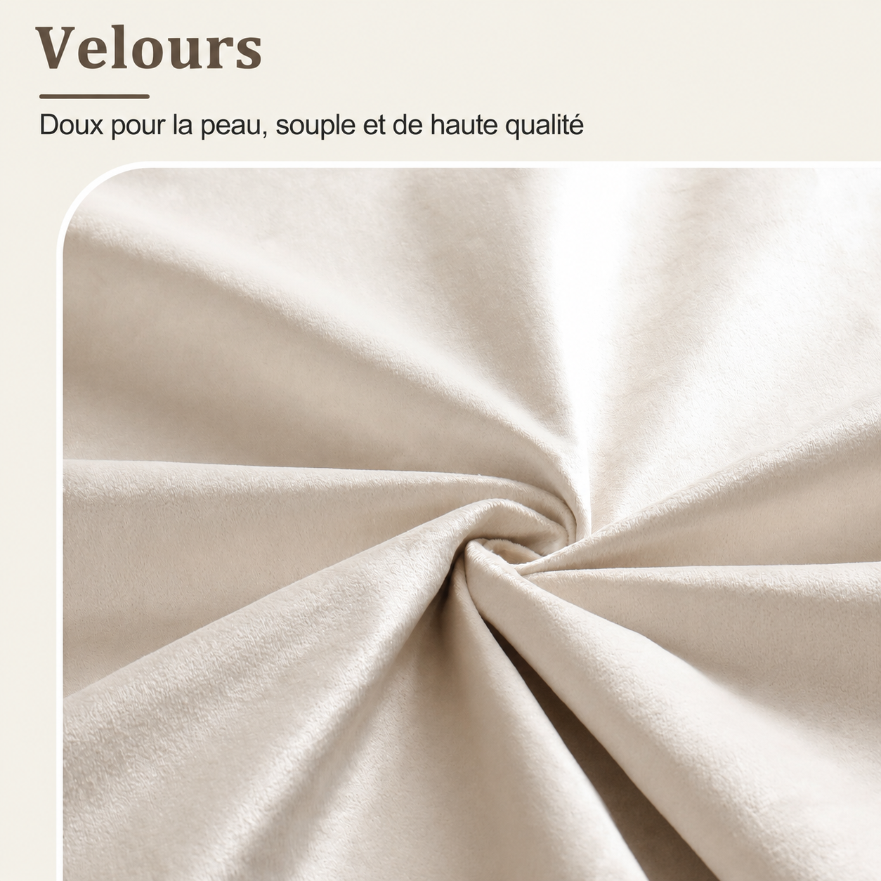 Détail du revêtement en velours beige