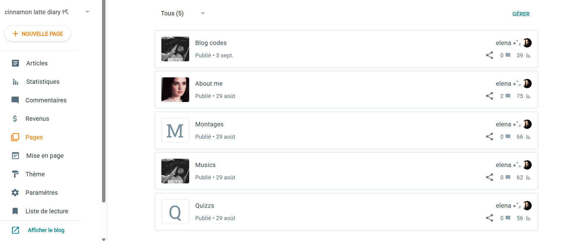 Pages Blogger