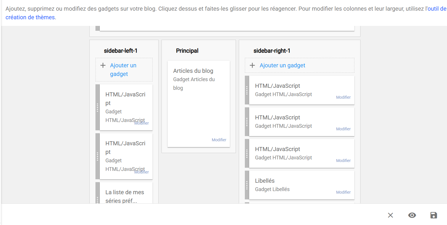 Organisation des widgets