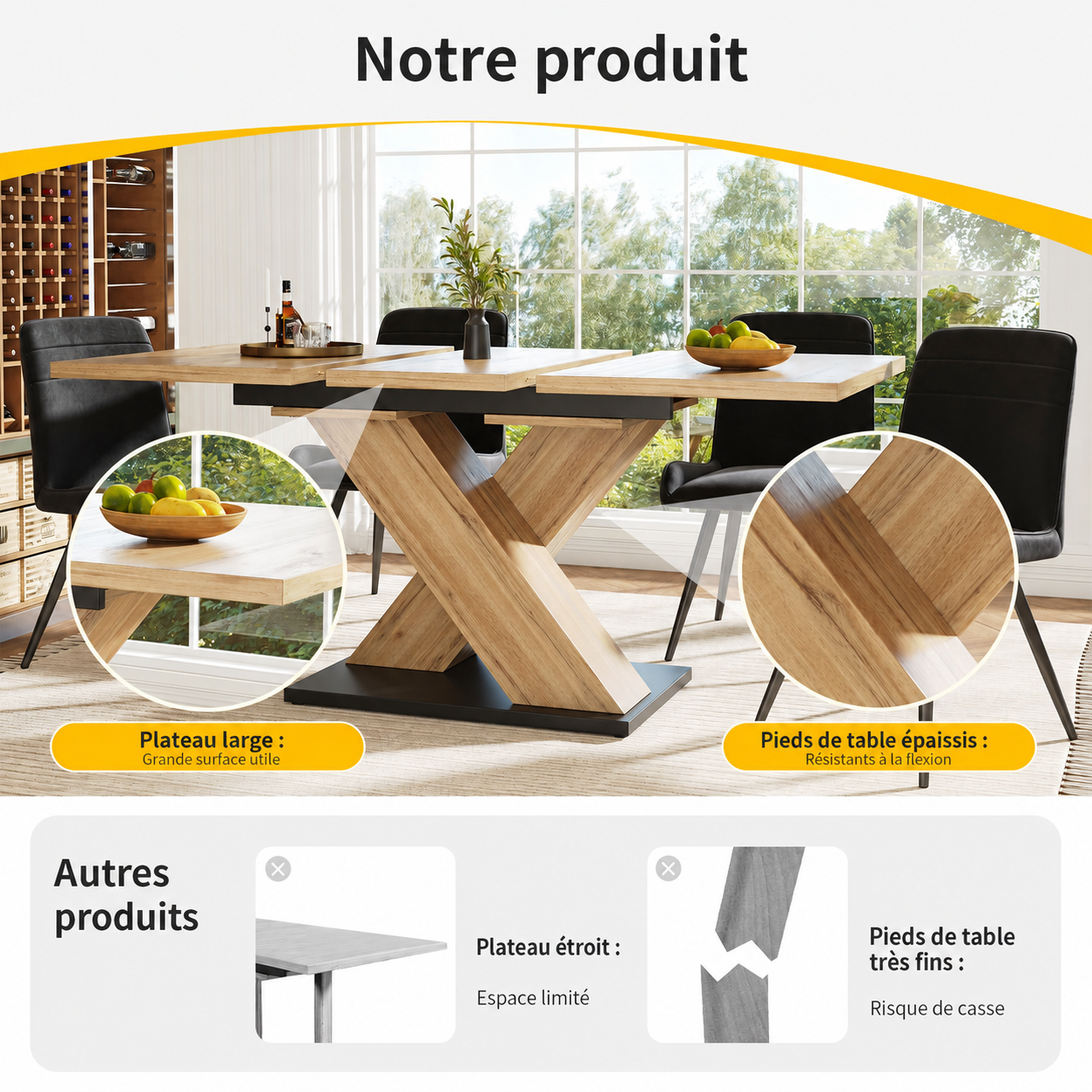 Plateau en MDF avec finition effet bois