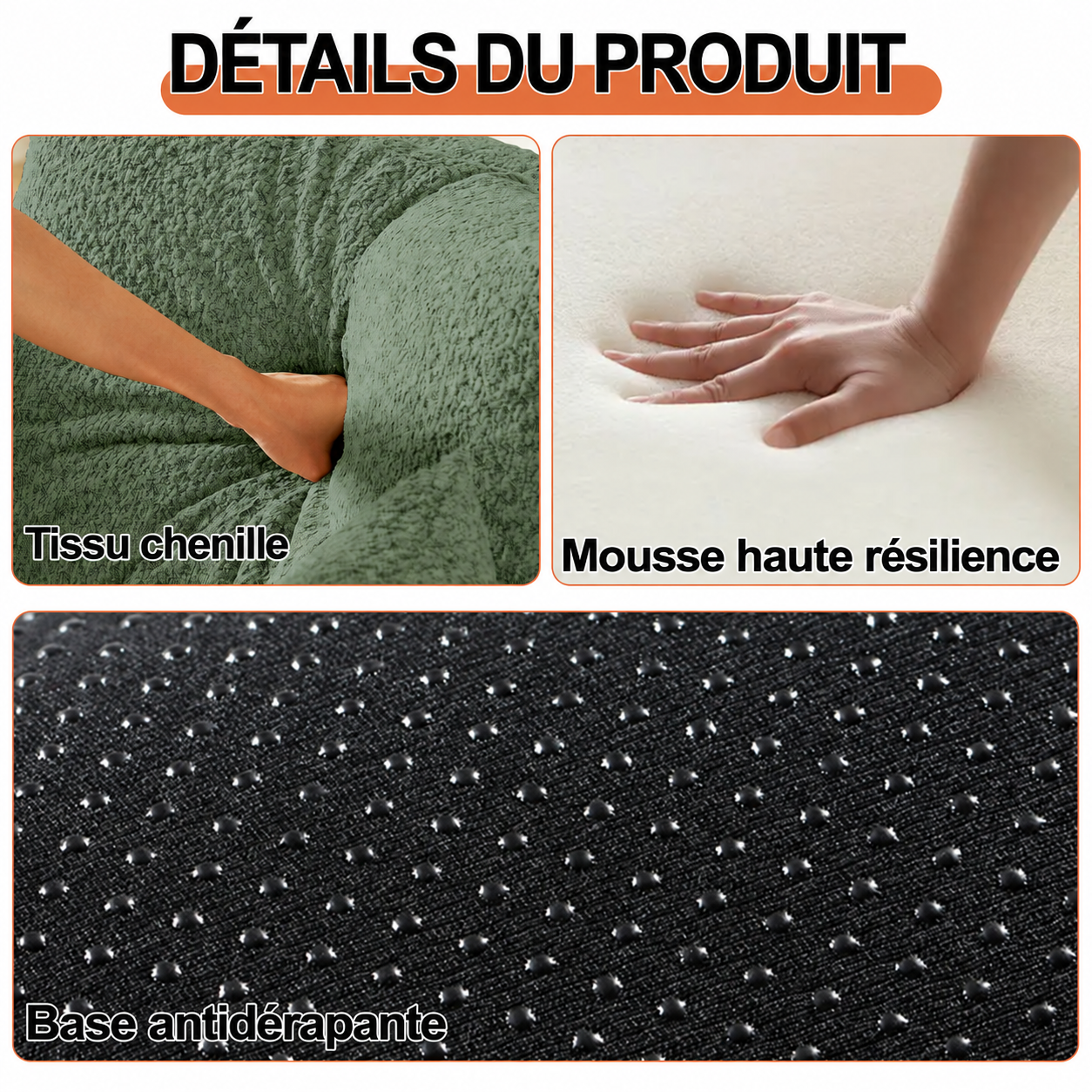 Base en tissu antidérapant du canapé